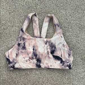 Old Navy Marble-Print Racerback Sports Bra - Pink & Gray